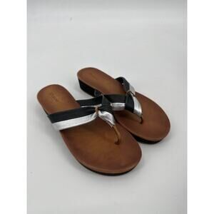 Dune London Women's Jannys Black Leather Sandal Flip Flop Size 37/ US 7